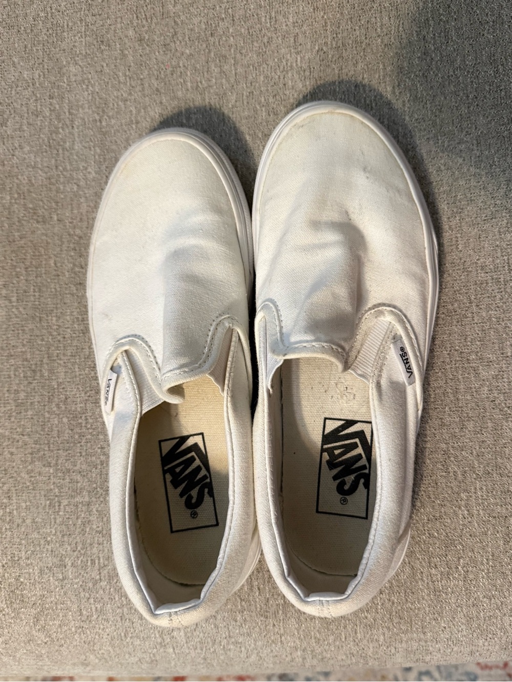 Vans Kids White Slip-On Canvas Sneakers